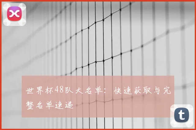 世界杯48队大名单：快速获取与完整名单速递
